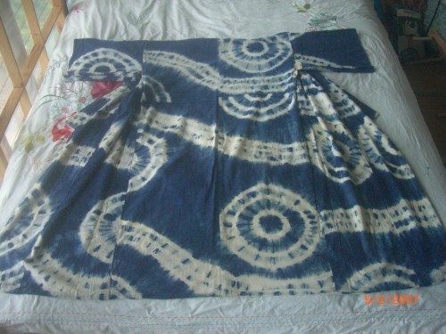 Indigo hand died lining of a night Kimono Use d as we would use a dressing gown over our bed wear