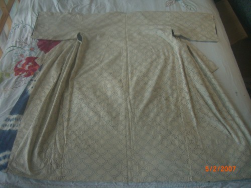 Top side of night Kimono all hand stitched before making in to