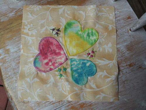My little healing Heart block finished.  It is bigger than 6 1/2 " but I will let the 