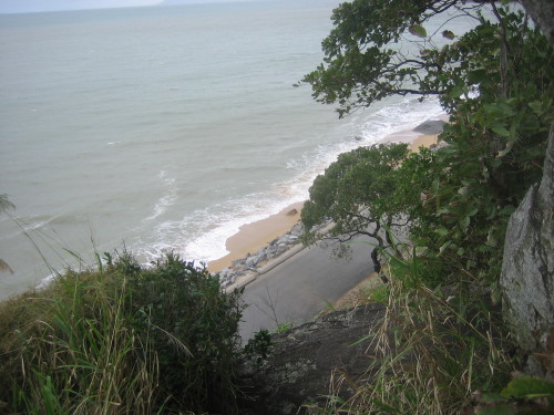 Looking down on tot he beach we were walking along at 8am this morning