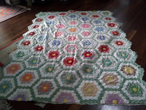 Every stitch I make to finish this quilt for the unknown quilt Im thinking about her. 