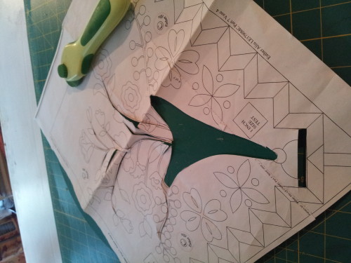 Cutting the flower stems so I can draw them on to my backing fabric.