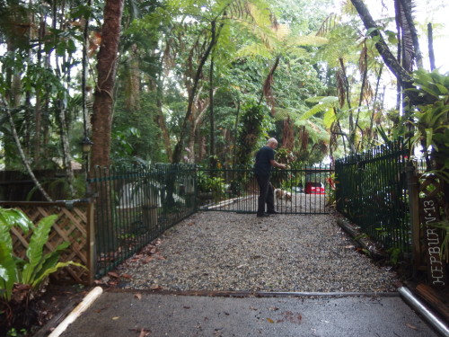 Putting in new entrance fencing. 