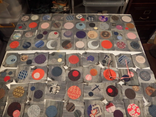 All the little blocks are sewn in to blocks now for the first 4 rows just have to sew the blocks together now. 