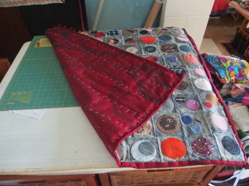 Showing the back of the quilt. 