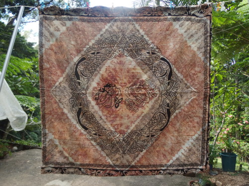 Batik whole cloth back of PNG Friendship group quilt. 1990's 