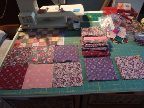 some squares I unpicked from a 1/2 made quilt I found in an Opp Shop.  Im going to cut them up in to 2inch sqaures to use as my headers and enders which may be one day will make a postage stamp quilt? 