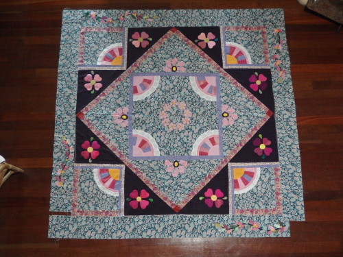 I usually work from the floor when adding the borders when mmy quilt is to big for our tab