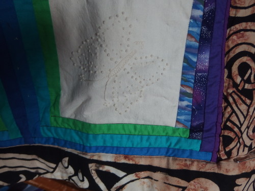 A corner I had machine quilted, it was so flat not puffy and soft like I like my quilts. 