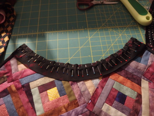Gusset pinned to neck of bag this is cut at 3inchs then folded as it gives a nicer look been a little deeper. 