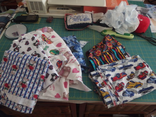 Scraps of flannel I will use to make the backing.