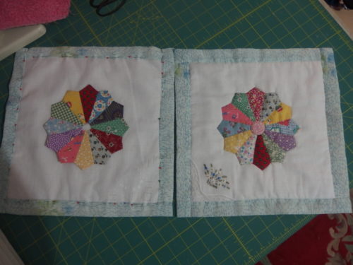 One wee QAYG block finished and the 2nd on pinned ready to be quilted and appliqued. 