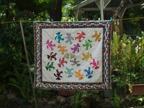 Hanging on the line after washing on a wool cycle yesterday 29th Jan 2017 before it was posted later in the day. It has a wool batting so will be lovely and warm. 