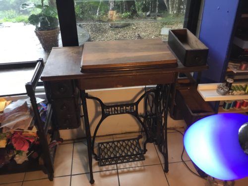 My stand now has the wooden oak cabinet on now, it’s a beautiful old machine . Now We are cleaning and hopefully will get the 1923 machine to work again, it’s all rusted together in a dozen places. We have manageged to get the wheel to turn and Rod has ordered a belt tor it? 