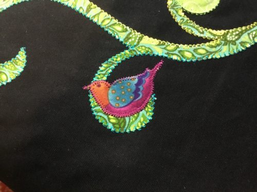 Starting to blanket stitch down my tiny birds they are less that 1inch square? 